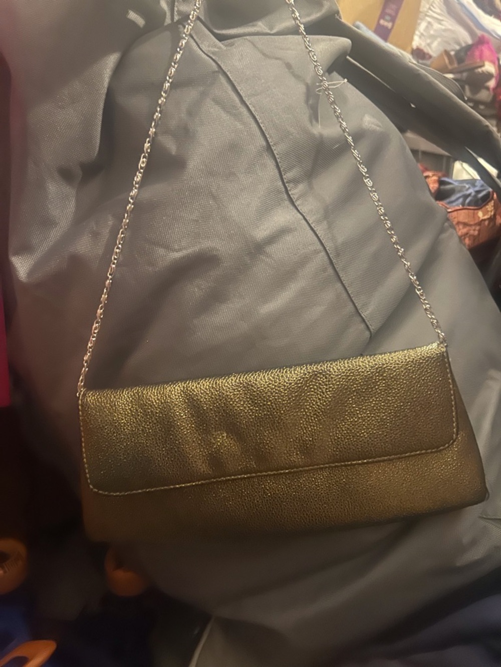 Shimmering Gold Mini Chain-Handle Evening Bag